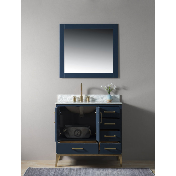 Mercury Row® Bruder 35.25'' Single Bathroom Vanity with Stone Top with